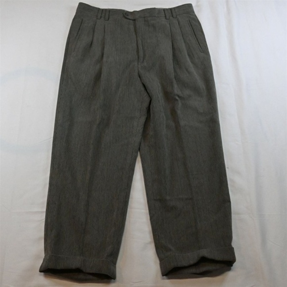 St. Croix 36‎ x 27 Gray Corduroy Pleated Cuffed Dress Pants